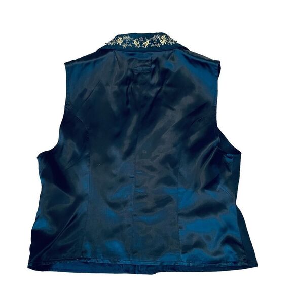 Vintage 90s Liz wear Petite Black and gold embroidered beaded vest - Picture 8 of 11